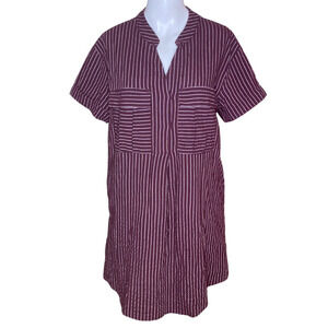 I Joah Dress Burgandy & White Stripe Size